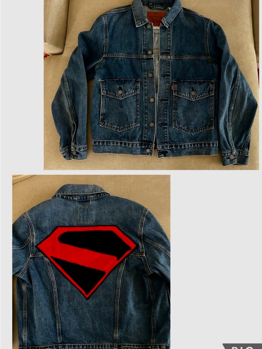 Levi’s Denim Jacket | Rare Custom Supergirl patch on back | Small (oversized)